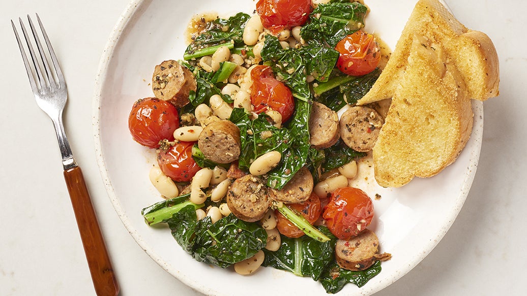 Kale, Sausage, and White Bean Sauté