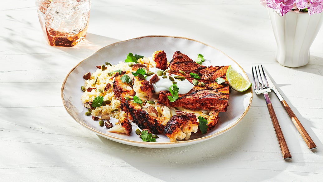 Grilled Tandoori Tofu & Cauliflower Steaks