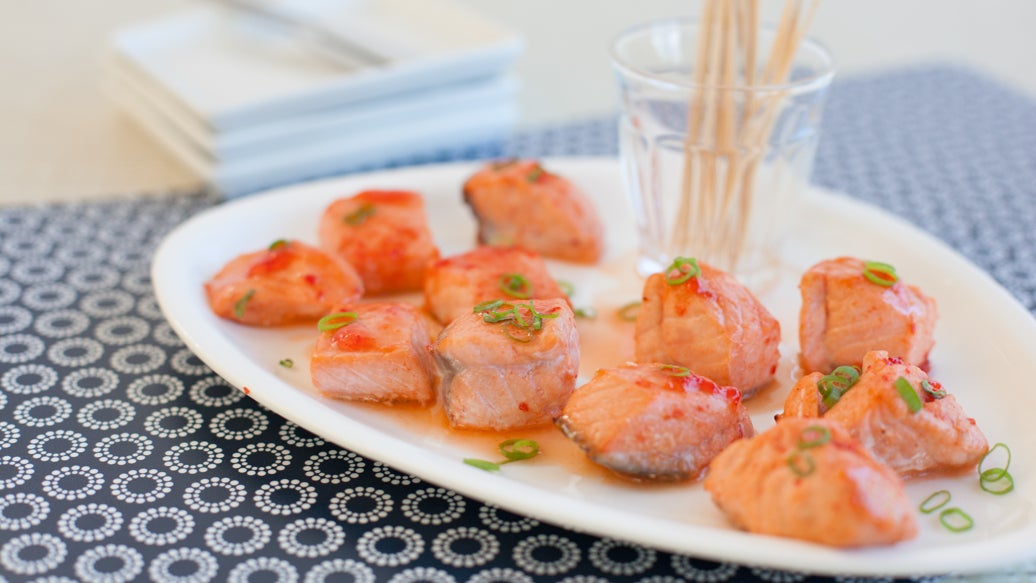 Glazed Red Pepper Jelly Drunken Salmon