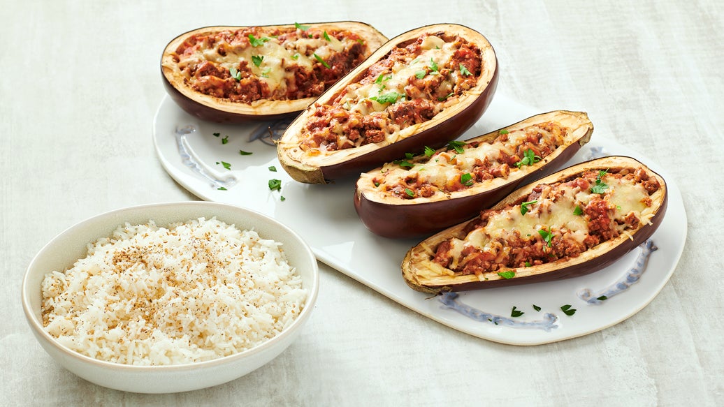 Greek Turkey Stuffed Eggplant