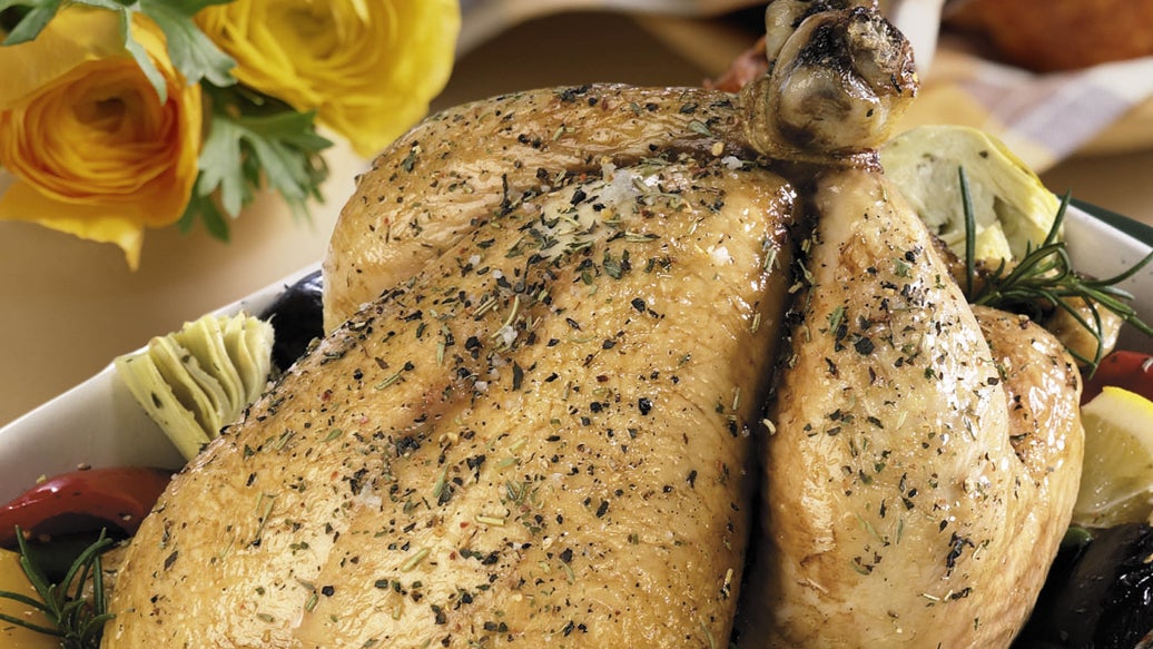 Honey Glazed Roast Chicken with Sage Apple Stuffing