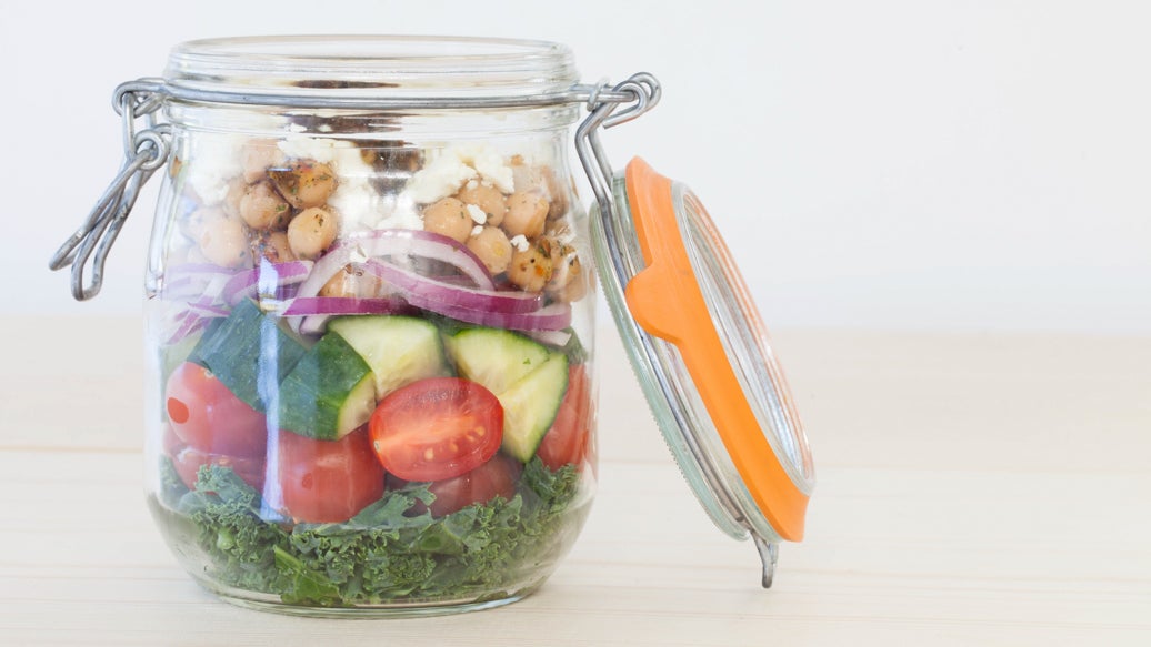 Kale Chickpea Layered Greek Salad