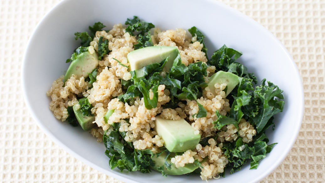 Kale Quinoa salad with Mango Curry Vinaigrette