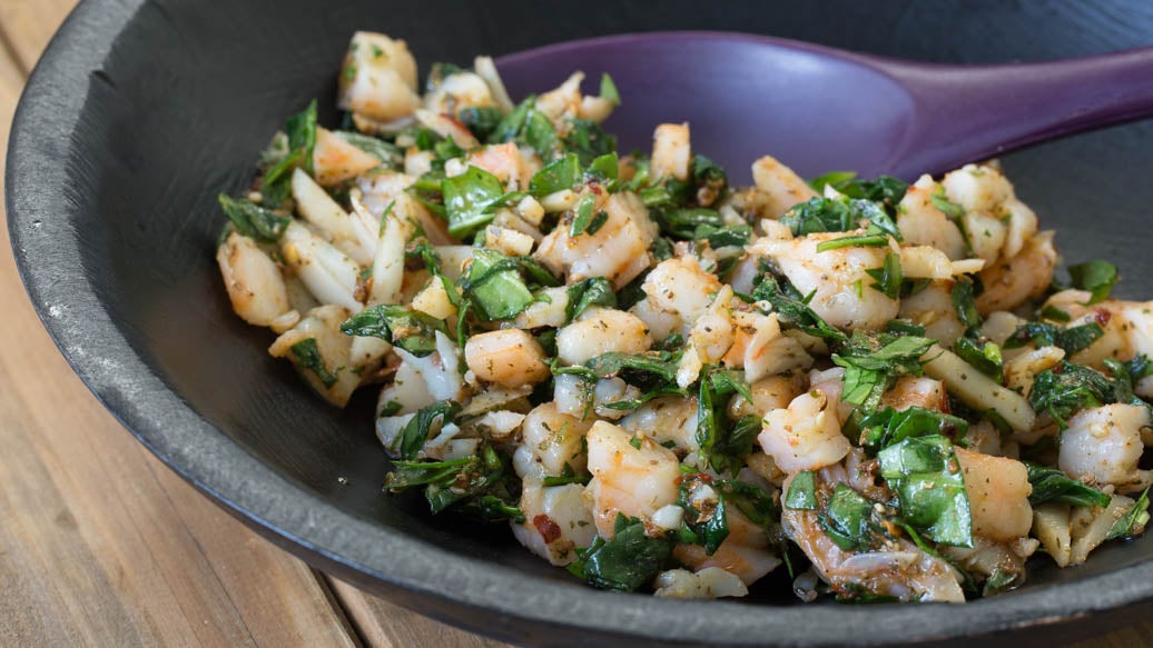 Shrimp and Spinach Filling for Gyoza