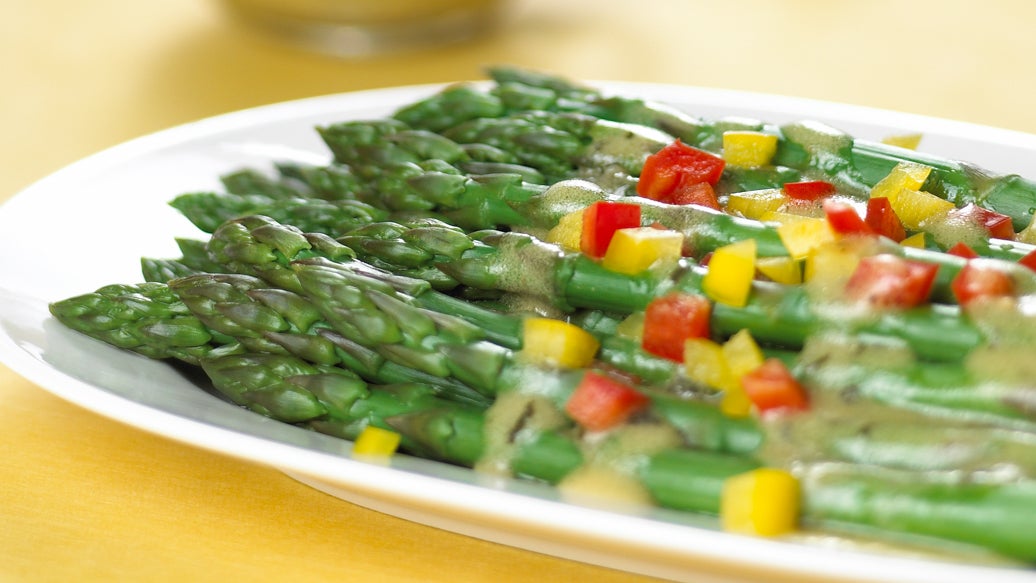 Steamed Asparagus with Balsamic Vinegar and Pesto Herbs