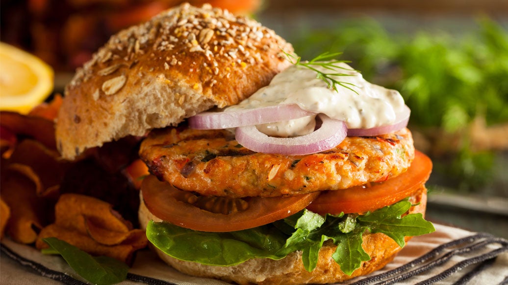 Sylvie’s Cornmeal-crusted Salmon Burgers