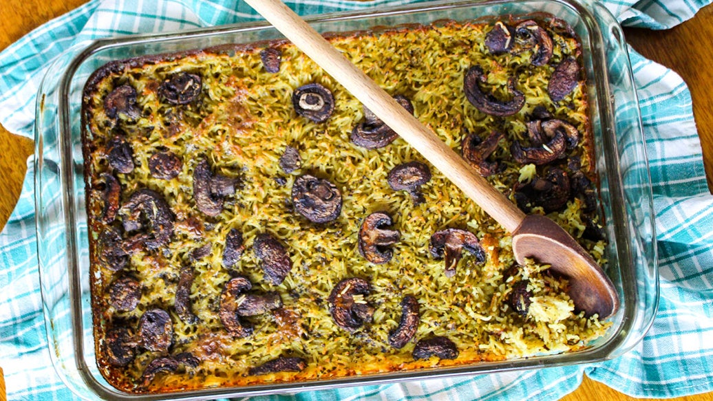 Crispy Pesto Mushroom Rice  