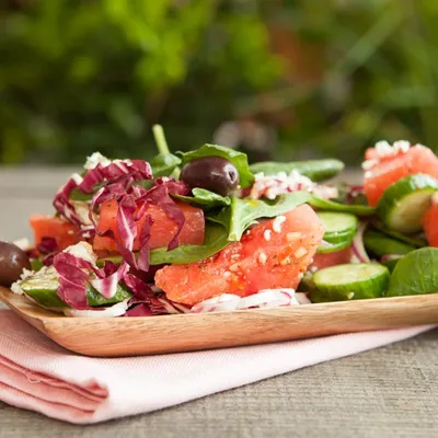 Watermelon, Feta and Spinach Salad