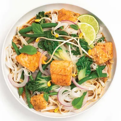 Thai Red Curry Salmon Noodle Bowl