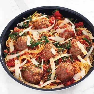 Spaghetti, Spinach, & Meatballs