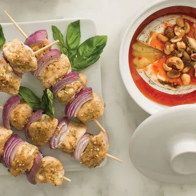 Satay Chicken & Red Onion Skewers
