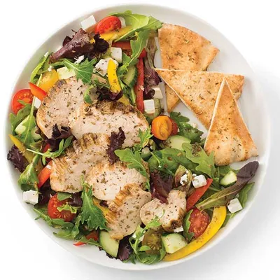 Souvlaki Salad with Pitas