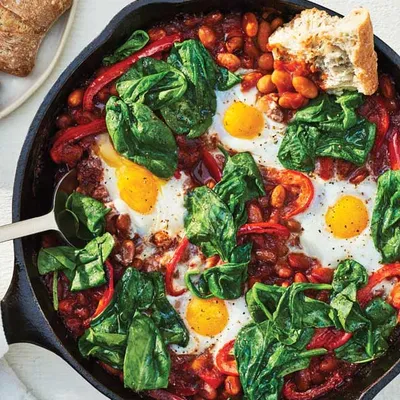 Rancher Style Baked Beans & Eggs