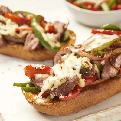 Epic Cheese Steak Crostini Sandwich