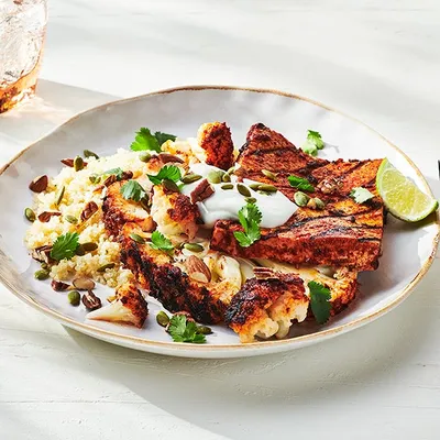 Grilled Tandoori Tofu & Cauliflower Steaks