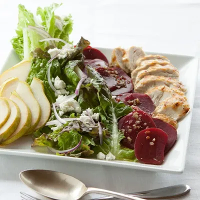 Beet, Pear and Goat Cheese Salad with Grilled Chicken