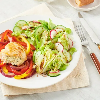 Cheesy 3 Onion Stuffed Chicken Breasts 