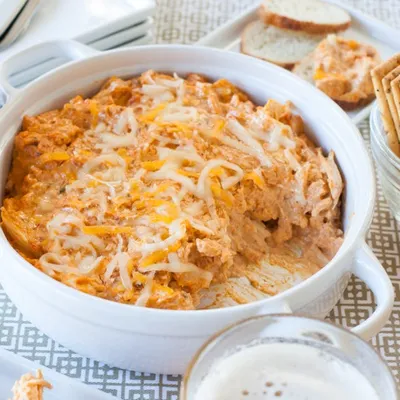 Nacho, Buffalo & Cheddar Chicken Dip