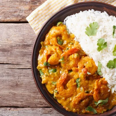 Curried Prawns with Rice