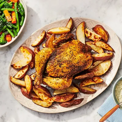 Feisty “Roast” Chicken & Green Sauce 