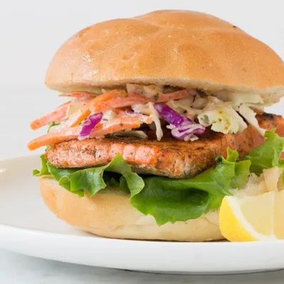 Fish Burger with Savoury Coleslaw