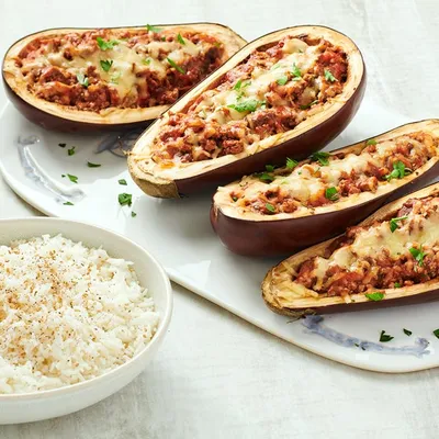 Greek Turkey Stuffed Eggplant