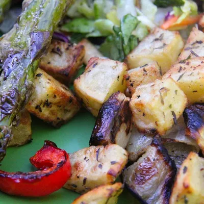 Grilled Mexican Asparagus, Pepper and Potato Salad
