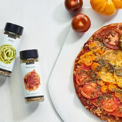 Grilled Rainbow Tomato Pizza