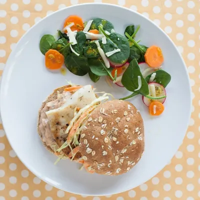 Halibut Burgers with Coleslaw