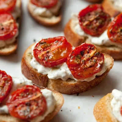 Hot Artichoke Dip and Oven-roasted Tomato Bruschetta 