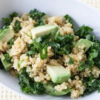 Kale Quinoa salad with Mango Curry Vinaigrette