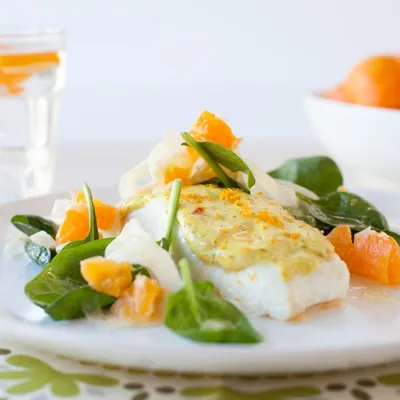 Mango Curry Fish with Clementine & Fennel Salad