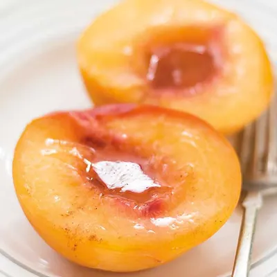 Peaches with Spiced Vanilla Syrup