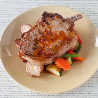 Red Pepper Jelly & Tea-glazed Pork Chop
