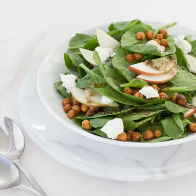 Roasted Chickpea Spinach Salad
