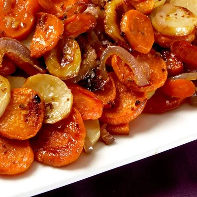 Roasted Harvest Vegetables with Maple Bacon Sea Salt