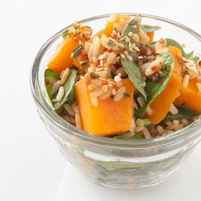 Roasted Squash, Spinach & Rice Salad
