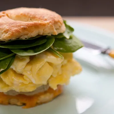 Sausage and Egg Biscuit Breakfast Sandwich