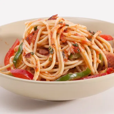 Spaghetti with Pancetta and Peppers