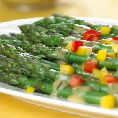 Steamed Asparagus with Balsamic Vinegar and Pesto Herbs