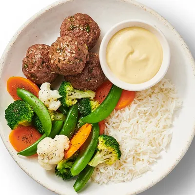 Stroganoff Meatballs & Dijon Sour Cream Sauce