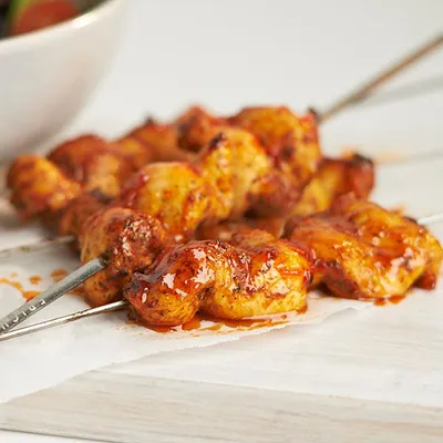 Sweet & Spicy BBQ Chicken Skewers