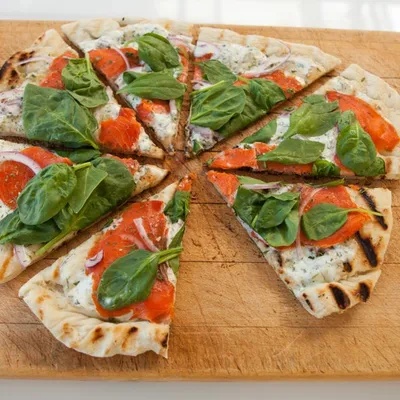 Sylvie’s Grilled Smoked Salmon Pizza