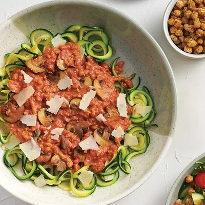 Easy Peasy Mushroom Bolognese with Zucchini Noodles