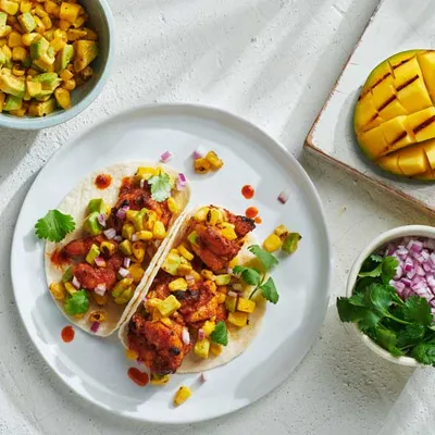 Grilled Shrimp Tacos with Corn & Mango Salsa