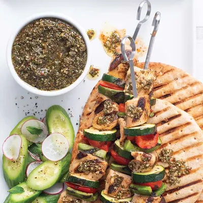 Portuguese Chicken & Veggie Kebabs