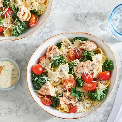 Salmon & Kale Pasta Caesar Salad