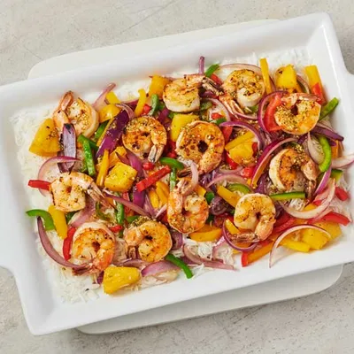 Shrimp & Pineapple Sheet Pan Dinner